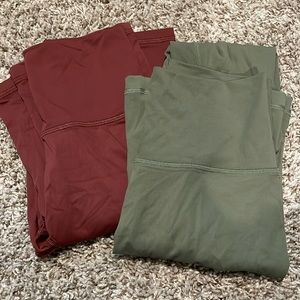 Pink Lily Flare Leggings Bundle Olive & Maroon Medium High Waisted Comfort